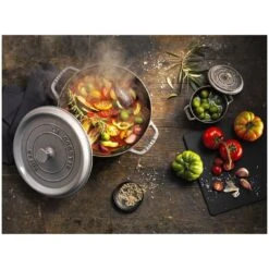 Staub Cocotte 28 Cm, Rund, Graphit-Grau, Gusseisen -Zwilling Verkäufe 000008451