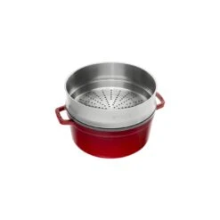 Staub Cocotte Mit Dämpfeinsatz 26 Cm, Rund, Kirsch-Rot, Gusseisen -Zwilling Verkäufe 40510 601 0 2