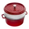 Staub Cocotte Mit Dämpfeinsatz 26 Cm, Rund, Kirsch-Rot, Gusseisen