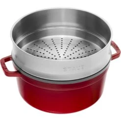Staub Cocotte Mit Dämpfeinsatz 26 Cm, Rund, Kirsch-Rot, Gusseisen -Zwilling Verkäufe 40510601 1