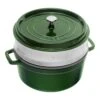 Staub Cocotte Mit Dämpfeinsatz 26 Cm, Rund, Basilikum-Grün, Gusseisen