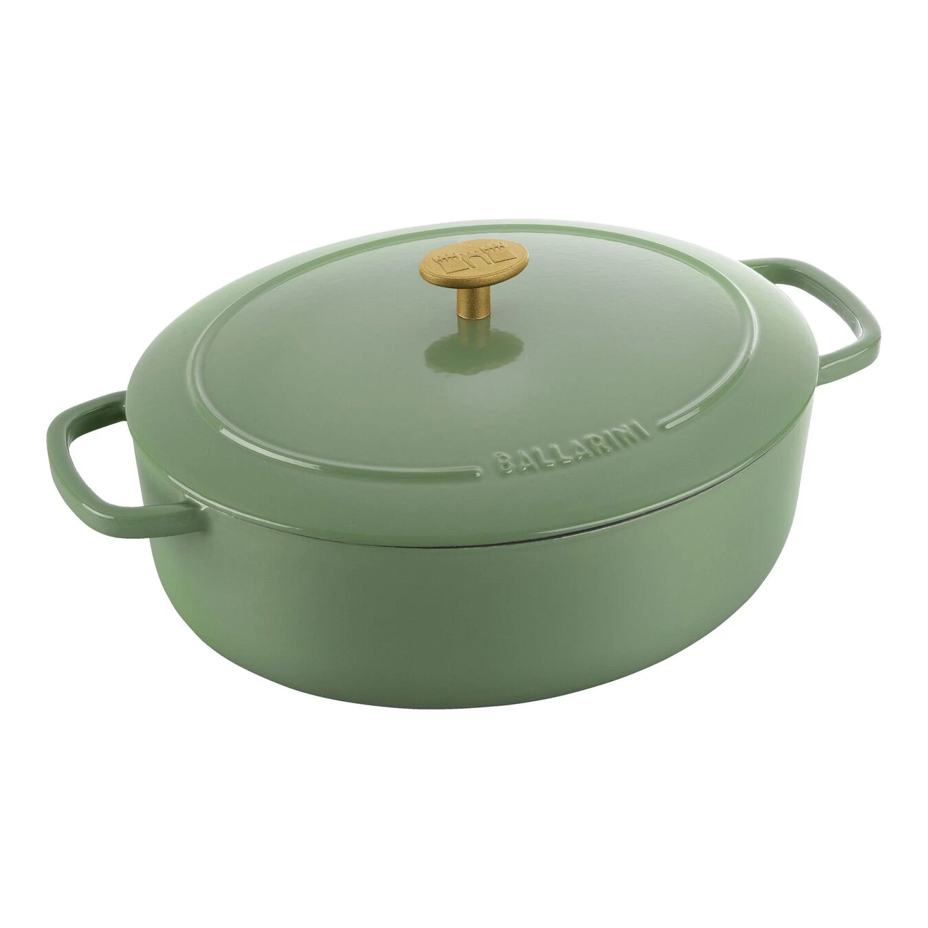 Ballarini Cocotte 29 Cm, Oval, Grün, Gusseisen 3 Ballarini Cocotte 29 Cm, Oval, Grün, Gusseisen
