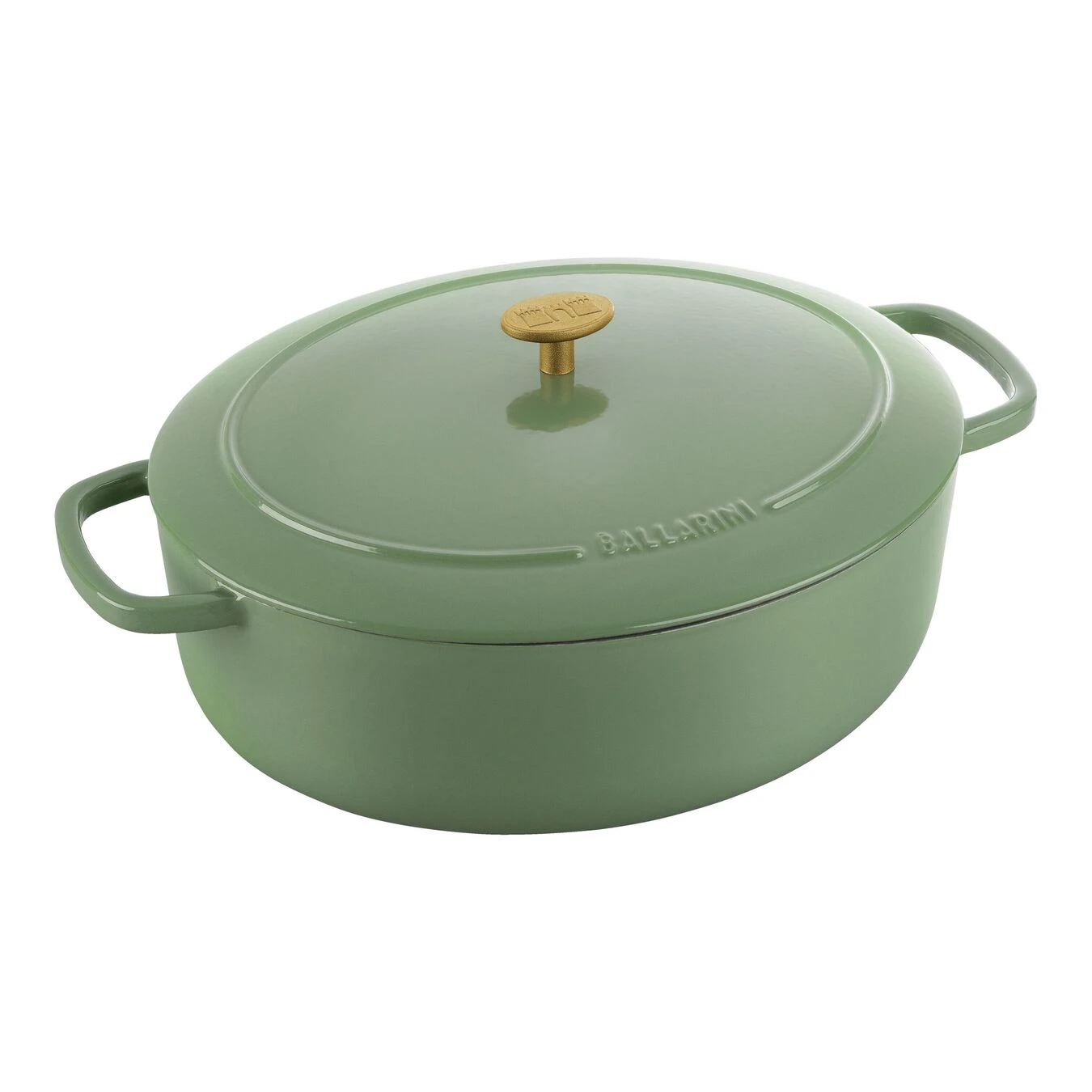 Ballarini Cocotte 33 Cm, Oval, Grün, Gusseisen 3 Ballarini Cocotte 33 Cm, Oval, Grün, Gusseisen